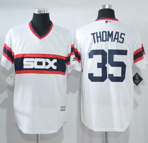 White Sox #35 Frank Thomas White New Cool Base Alternate Home Stitched MLB Jersey - Click Image to Close